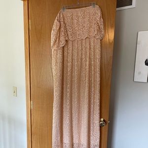 Drop Shoulder, cream maxi dress